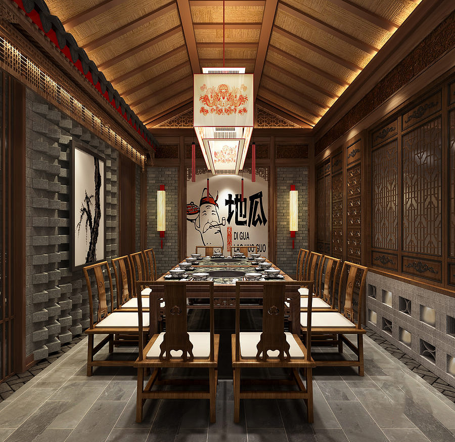 地瓜火锅店包间装修效果图