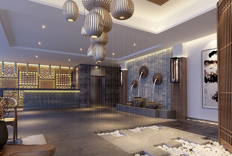 新中式酒店吧台设计效果图