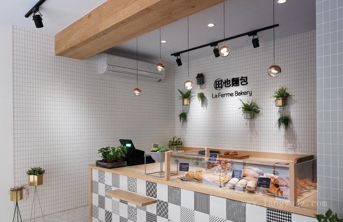 日式面包店收银台形象墙设计效果图