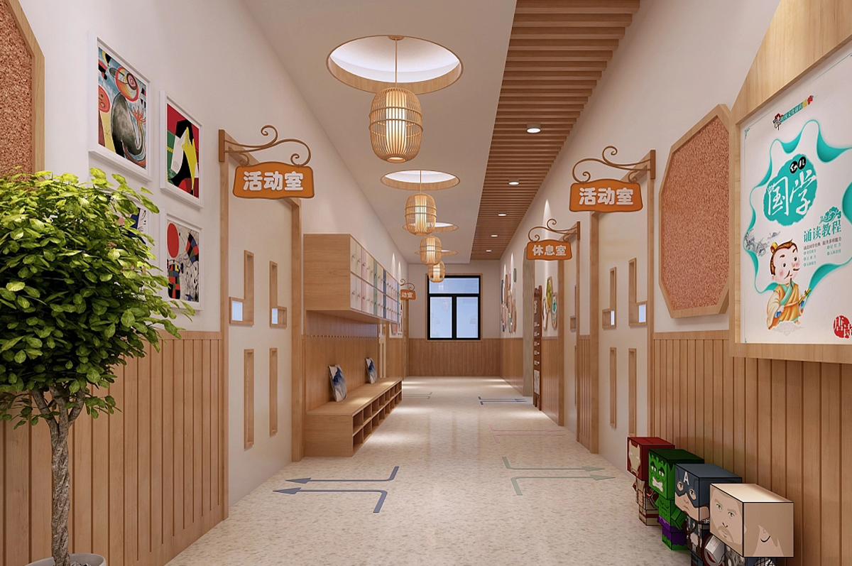 新中式风格幼儿园装修设计效果图